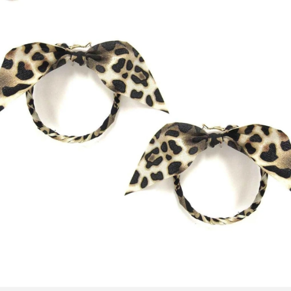 💥FABRIC HOOP LEOPARD EARRINGS
